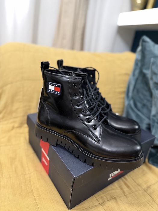 Tommy Jeans Lace-Up ghete dama din piele neagra marimea 40 noi