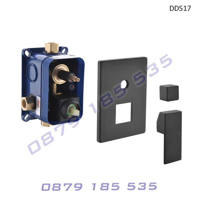 Луксозен душ вграждане стенен смесител цвят черен пита слушалка баня