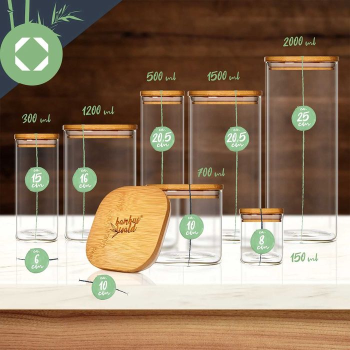 Recipiente premium pătrate cu capac din bambus KLARSTEIN (2,895 RON)