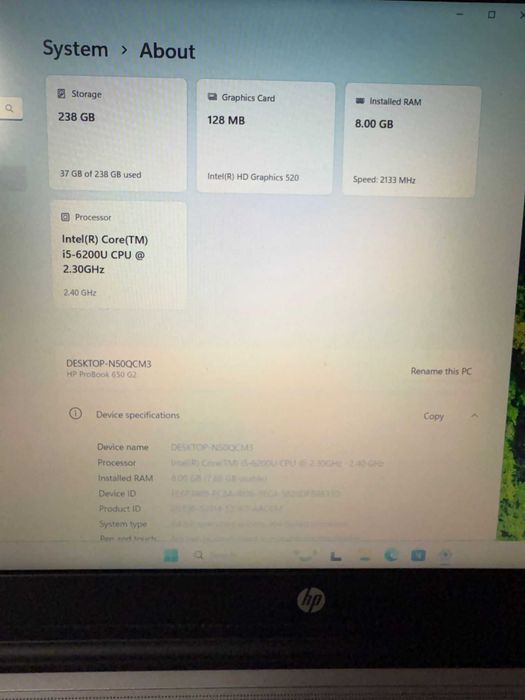 Laptop Hp ProBook 650 G2-15.6 FHD-Core i5-Ram 8GB-SSD 256GB-windows 11