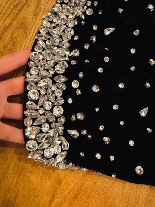 Уникална рокля с кристали велур кадифе