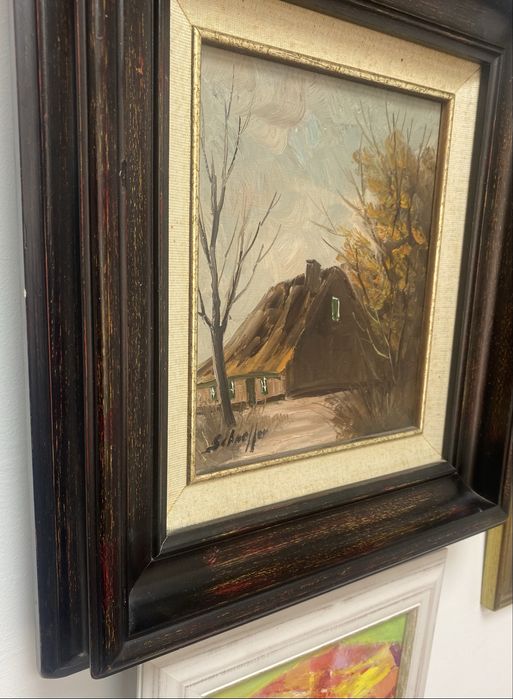 Стара немска картина масло върху платно