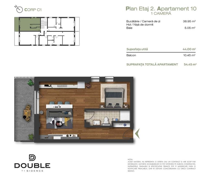 Apartament cu terasă și grădină