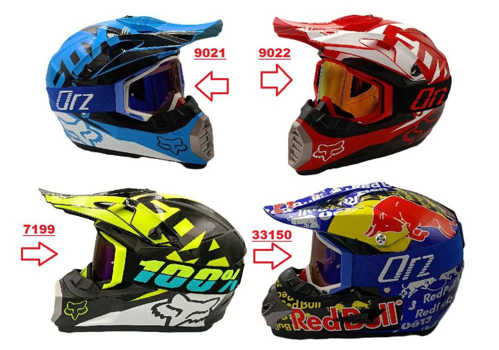 Детско юношеска кросова каска FOX/Red Bull с очила