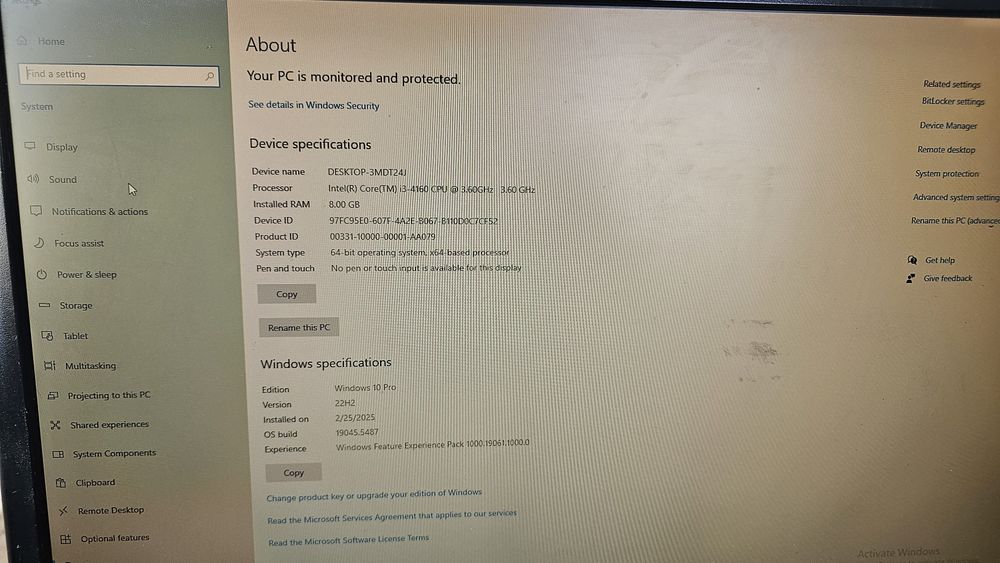 PC Dell OptiPlex 3020 / Intel i3-4160 3.60GHz / 8GB RAM / HDD 500GB / Windows 10 Pro