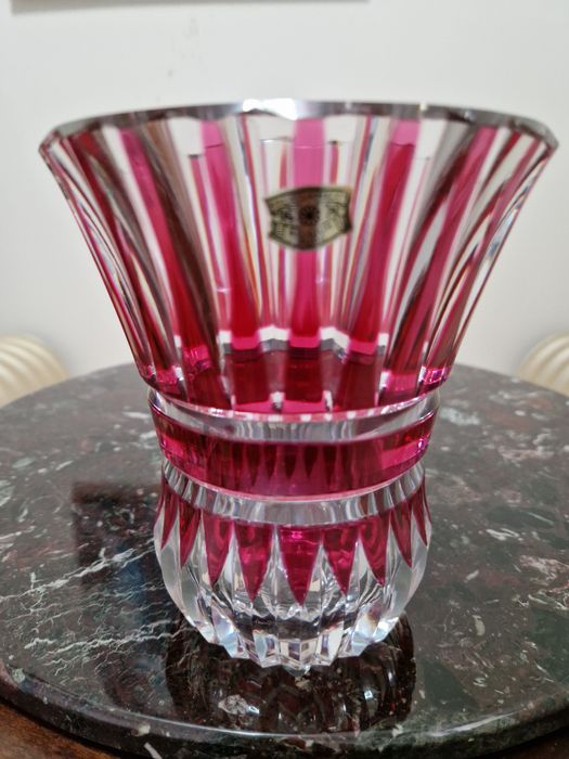 Уникална английска белгийска кристална ваза Val Saint Lambert