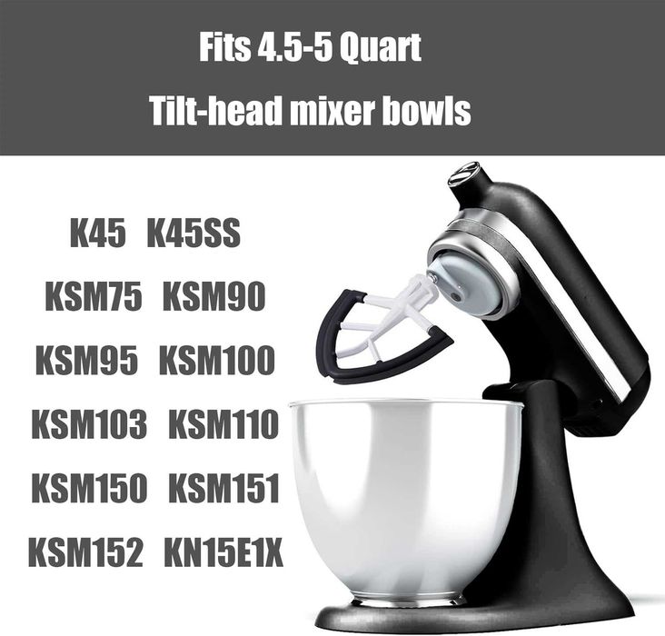 Гъвкава бъркалка за KitchenAid, Кухненски джаджи, Аксесоари за миксери, Приставки за кухненски прибори, Миксер, Купи за смесване 4,5-5 литра