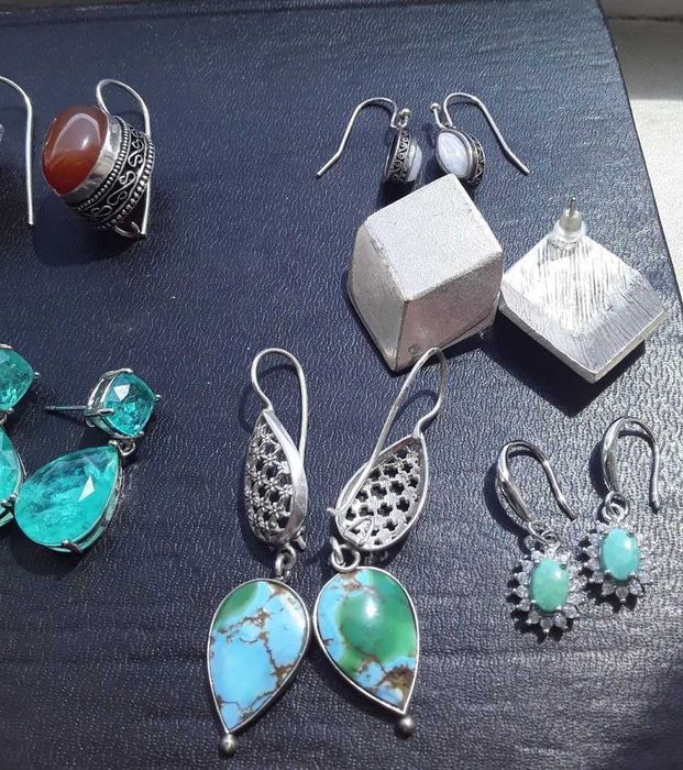 Серьги с натуральным камнем, браслет