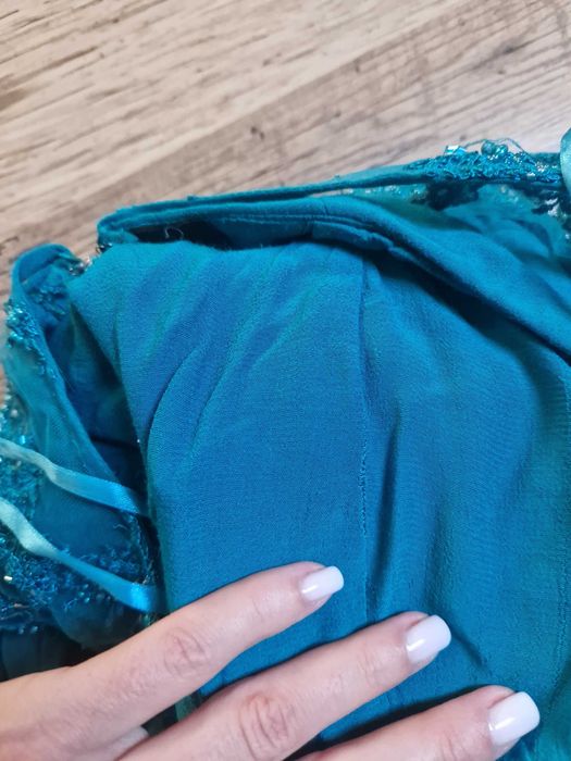 Rochie de ocazie lunga dantela turcoaz s
