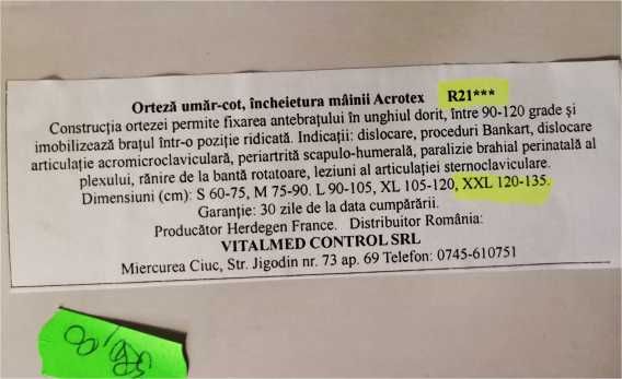 Orteza umar-cot, marimea XXL (tip Dessault)