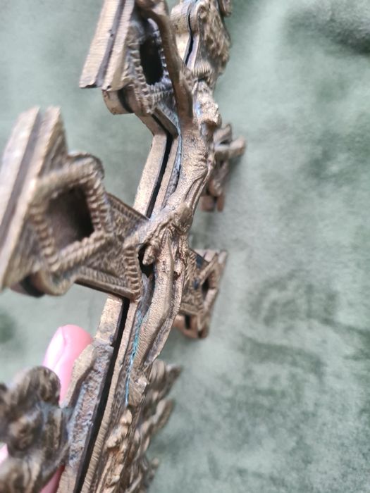 Antichități Cruce Crucifix Caravaca 1700-1800 Bronz