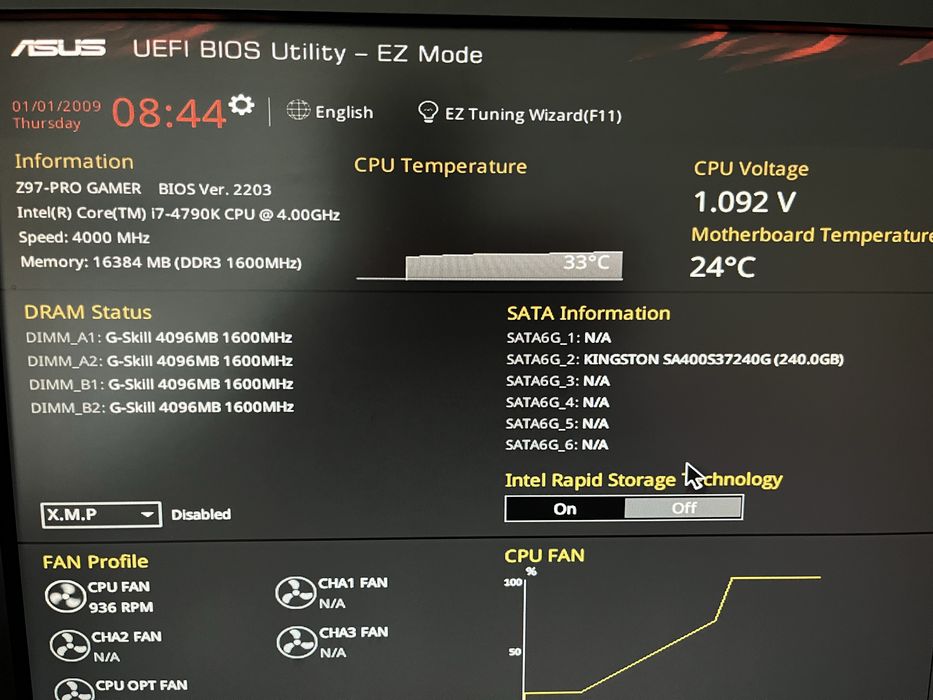 ASUS Z97 PRO GAMER + i7-4790K + 16GB DDR3 2400 G.Skill