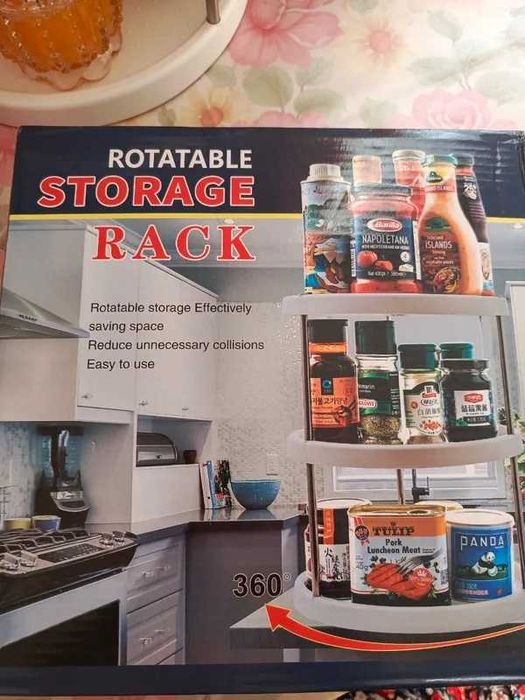 Въртящ се органайзер на 3 нива 360 градуса за кухня и баня
