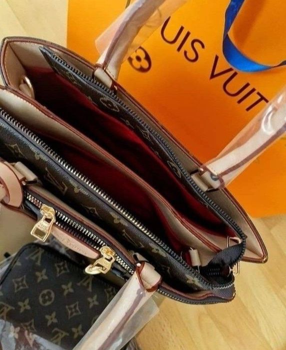 Set Louis Vuitton 3 articole(geanta +esarfa +portofel),saculet, etiche