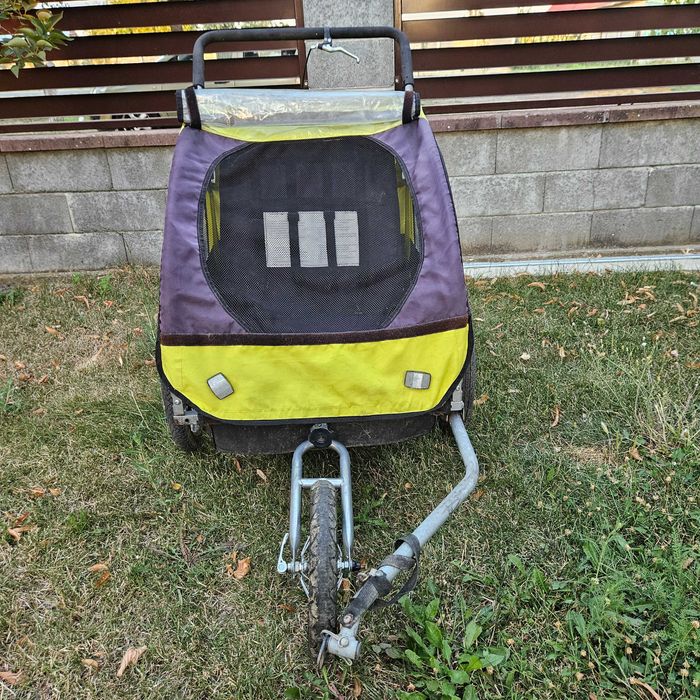 Remorcă bicicletă pentru 2 copii + cărucior