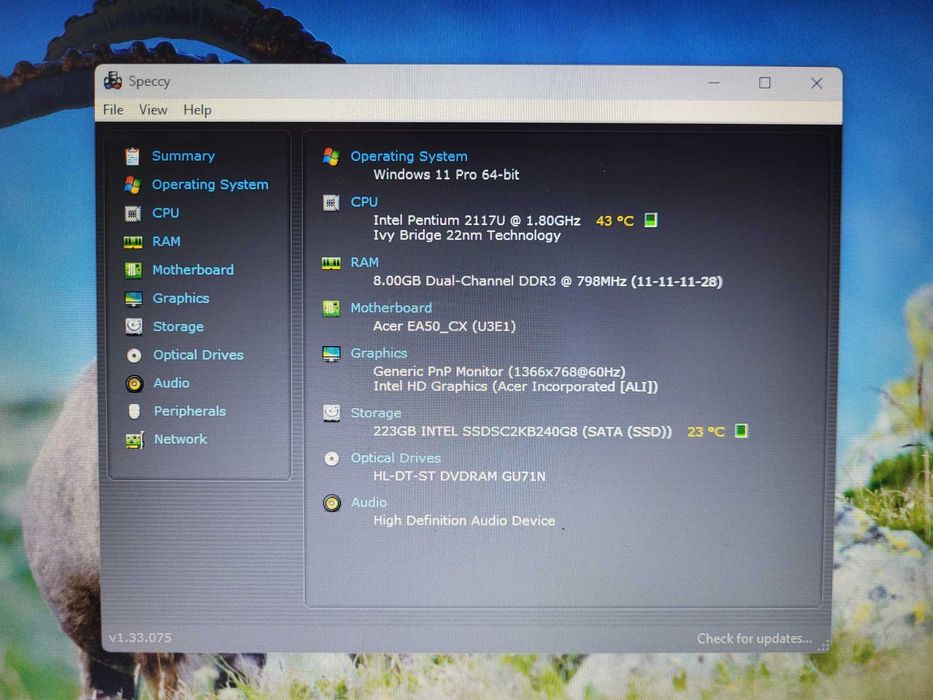 Acer Aspire E1-530 15.6" CPU Intel 2117U 1.8 GHz 8Gb DDR3 240Gb SSD