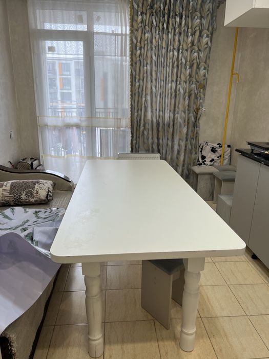 Кухонный стол, белый, длинный