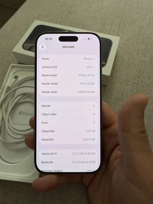 iphone 16 pro 256gb natural titanium, impecabil, ca NOU