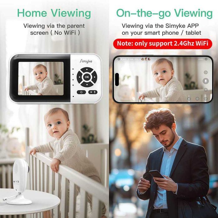 Чисто нов смарт бебефон Simyke BMS28-1 (1080P, 2.8” екран + App, Хардуерен бутон за поверителност)