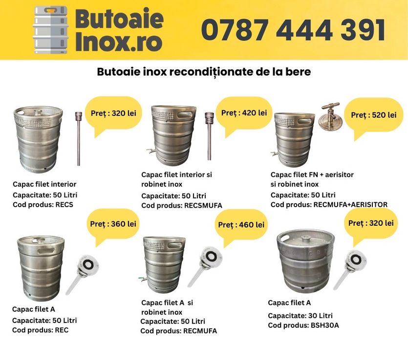 Livram prin curier Butoaie inox butoi  30 50 60 100 litri 300 200
