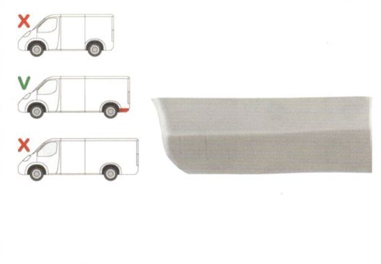 Segment reparatie aripa spate Mercedes Sprinter 192007, VW LT 192006 L=1950 Partea Stanga, Spate in spatele rotii, baza roti :3550 mm, inaltime 150 mm