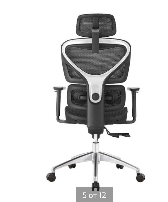 Ергономичен стол EireneBlack с 3Д лумбална опора,слайд механизъм,черен