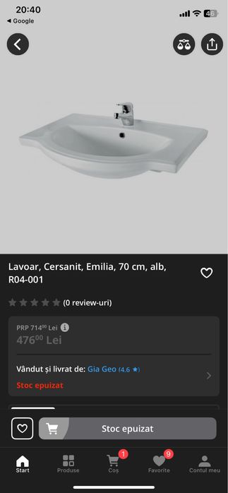 Lavoar EMILIA 70 CERSANIT, alb, portelan,