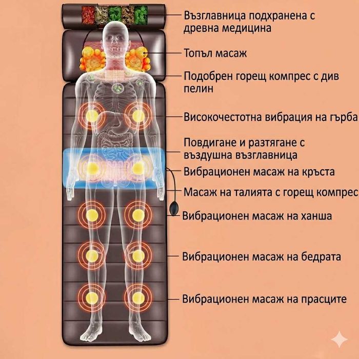 Масажор за мускулите на цялото тяло с подгряване и лесно регулиране