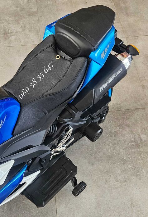 ТОП ЦЕНА!НОВО!Акумулаторен мотор Motocross BLUE с 12V,кожена седалка