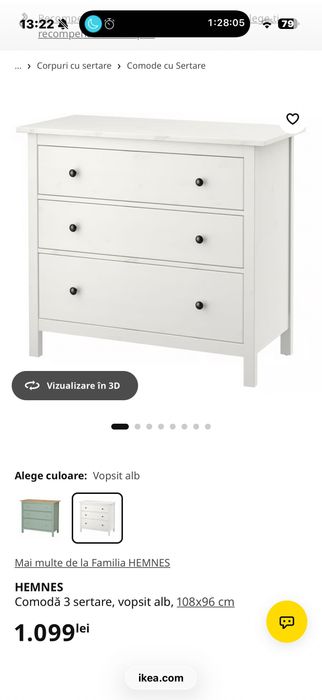 Comodă Ikea Hemnes 3 sertare