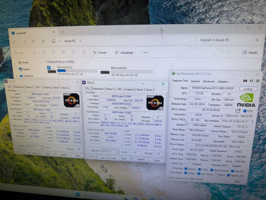 PC gaming Ryzen 5 5500/gtx 1660 6g/ram 16 g 3200ghz/ssd n2mv 500g+250 g ssd