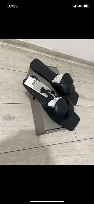 NOU H&M PREMIUM Papuci din piele naturala masura 40, noi cu eticheta