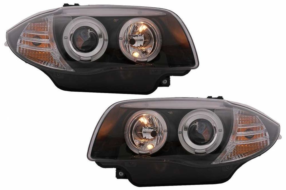 Faruri Angel Eyes BMW Seria 1 E81 E82 E87 E88 (2004-2011) Negru
