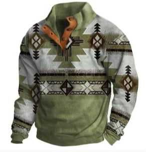 Джемпер-пуловер мужской утепленный с принтом из микрофибры