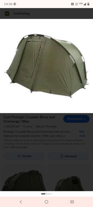 Vând cort Prologic cruzade bivvy 3 Man