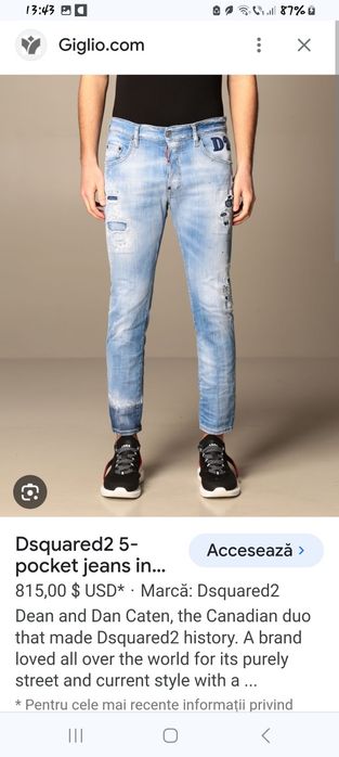 Blugi Dsquared Originali/S74LB1039/S30357 Skater jean &Cool guy jean