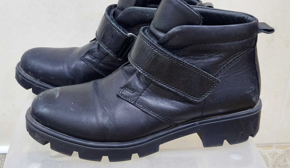 Детские кожаные ботиночки черного и белого цвета для девочки, Турция