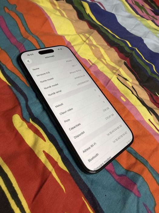 Iphone 16 pro 256gb negru impecabil 10/10 ca nou