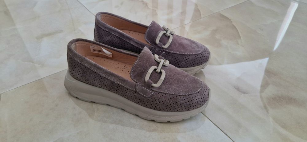 Дамски мокасини естествен велур и естествена кожа 36 номер