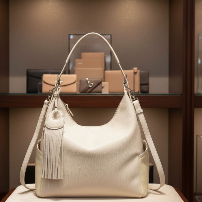 Дамска чанта с висулка и странични джобове в 7 цвята — стилна, вместит