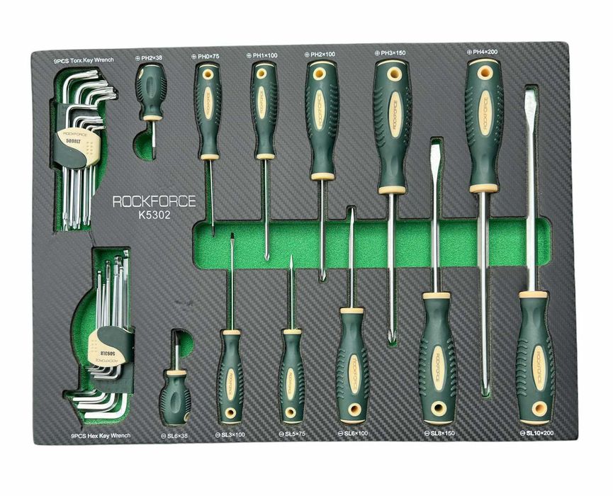 НЕМСКИ Професионален шкаф с инструменти RockForce 172 части +ЛЕД ФЕНЕР