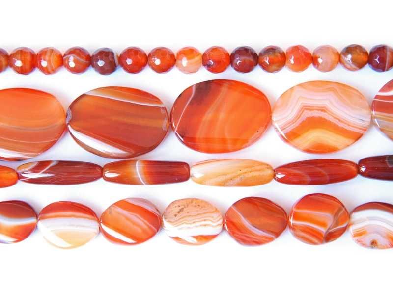 Set 2 Siraguri pietre semipretioase - Agat portocaliu oval mare twist - 35x25mm