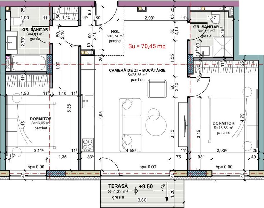 3 camere, 2 bai, 2 balcoane, view superb, comision 0, TERRA Oasului