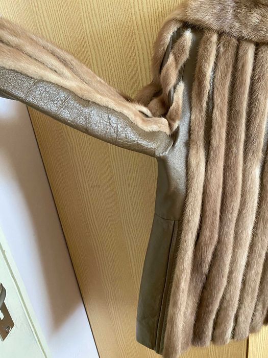 Винтидж яке лицева кожа и норка