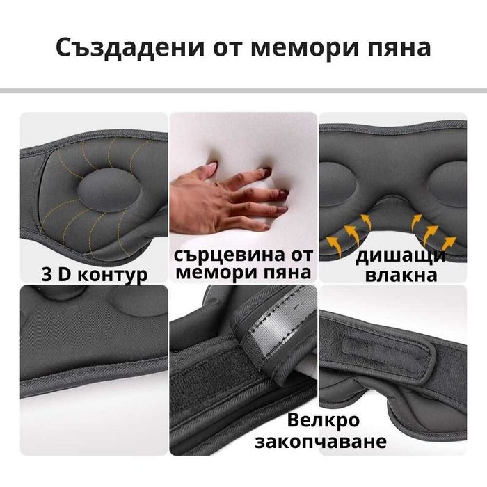 Маска за сън с Bluetooth и музика | за пътуване | НОВА
