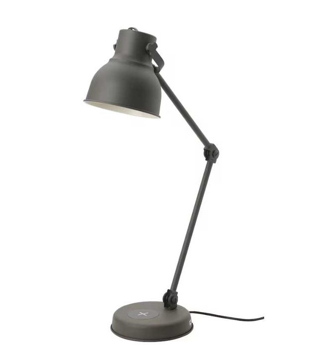 Veioza/lampa birou Hektar Ikea gri, incarcare wireless+usb, produs NOU