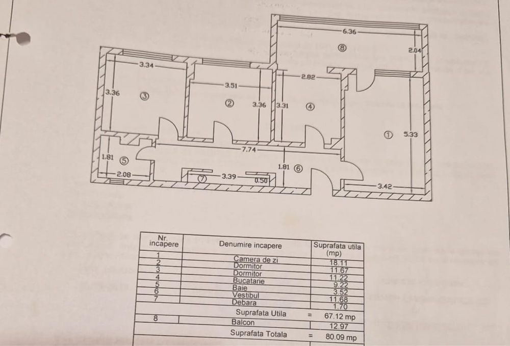 Apartament 3 camere Militari