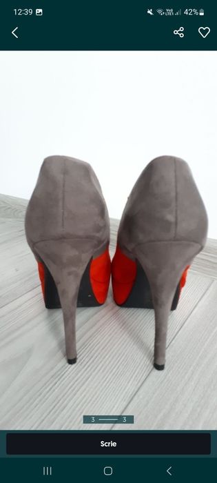 Pantofi noi rosii /gri , New Look