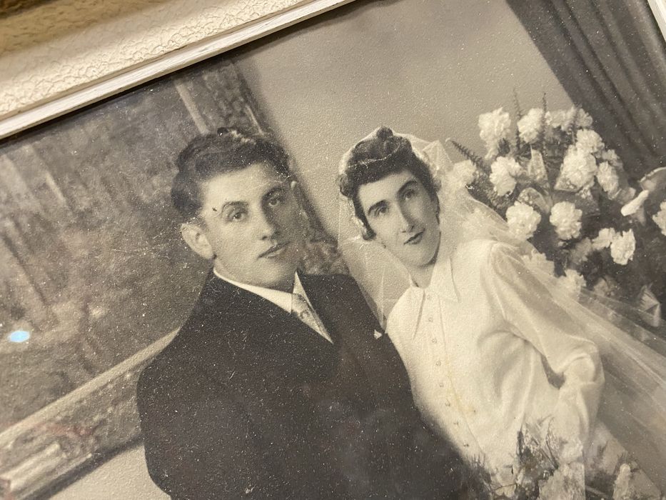 Франция барок рамка със стара сватбена фотография 1940