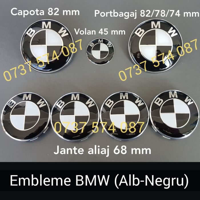 Set Embleme BMW capota / portbagaj volan si jante